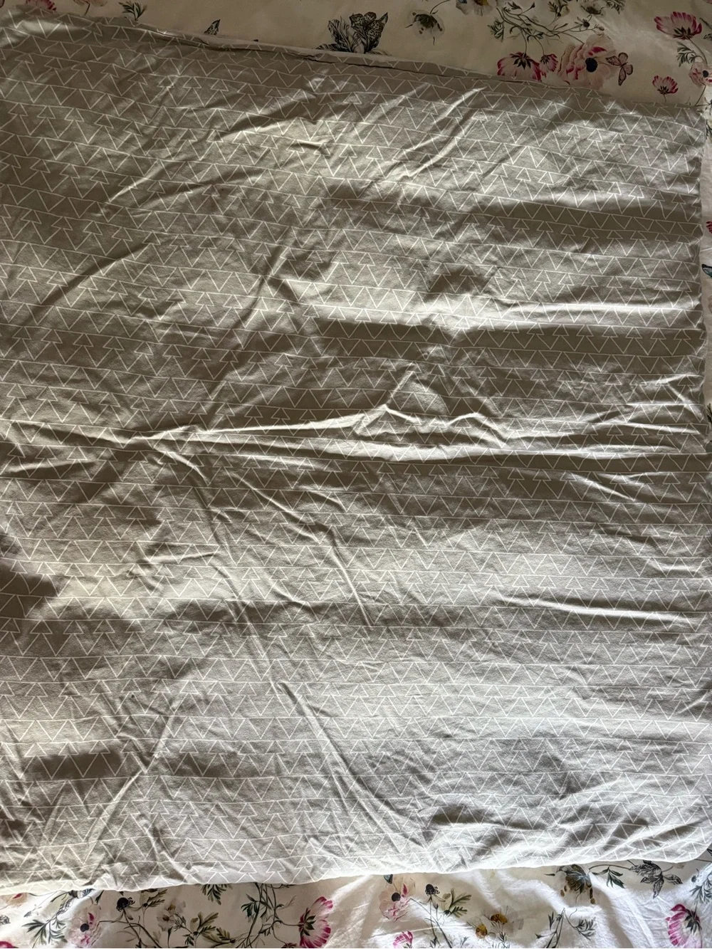 Safari Animal Cotton Duvet Cover in Cream with Gray, Green, and Gold Accents